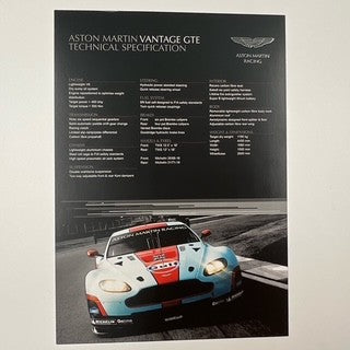 Aston Martin Racing Team Gulf Vantage GTE Official  A4 Team Card