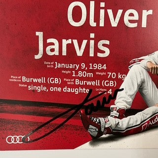 Oliver Jarvis Hand Signed Audi Sport Sport Le Mans Team Driver Card