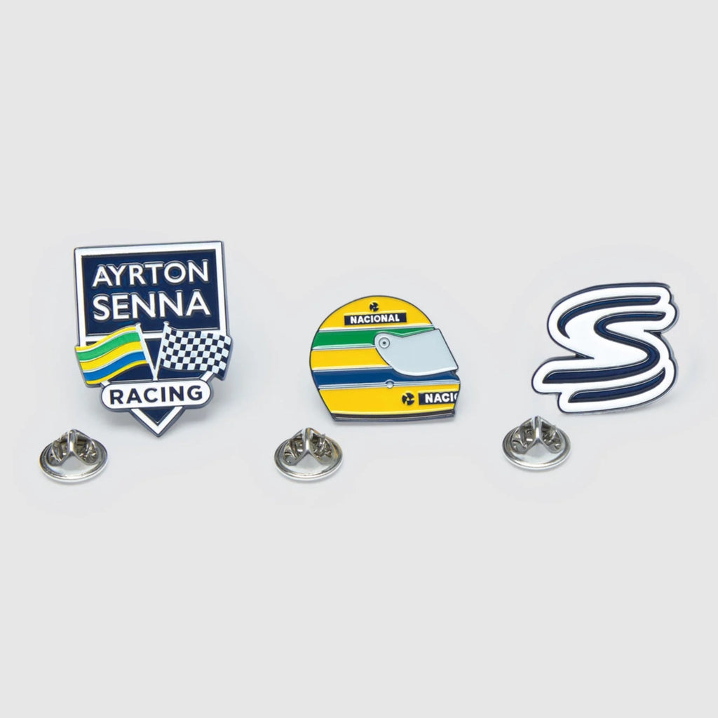 Ayrton Senna Official Collection Triple Pin Badge Set In Presentation Box