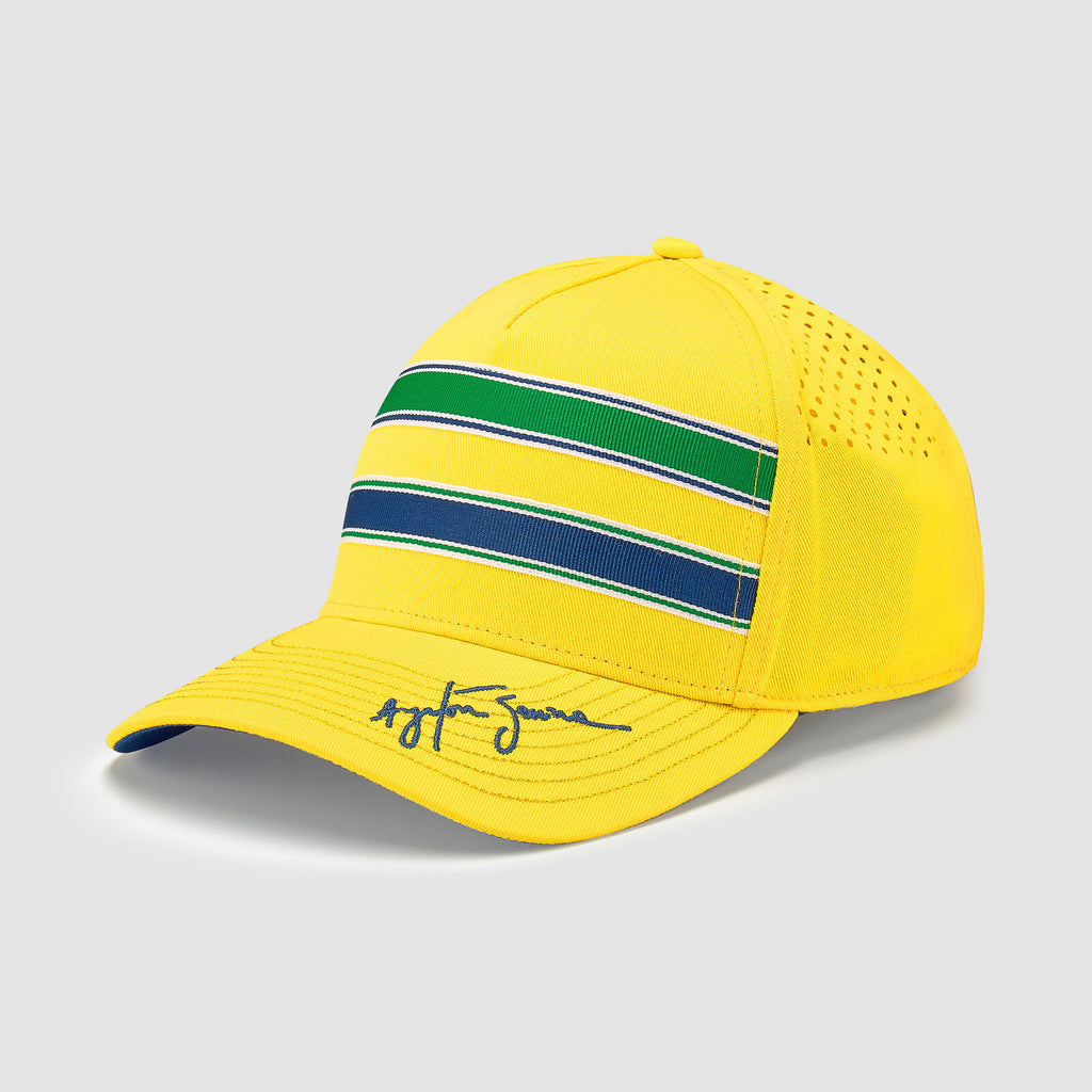 Ayrton Senna Official Collection Helmet Stripe Design Cap-Yellow