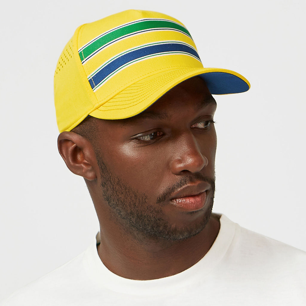 Ayrton Senna Official Collection Helmet Stripe Design Cap-Yellow