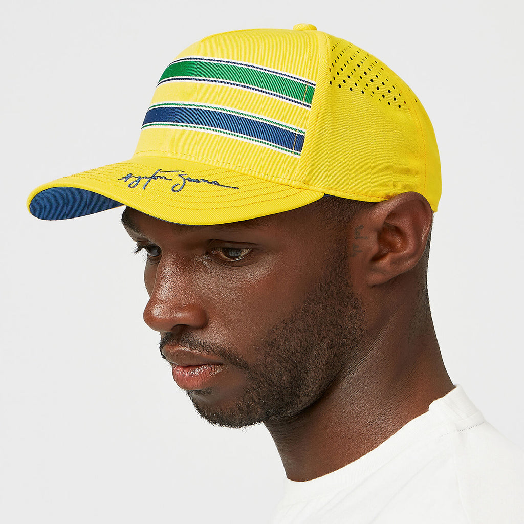 Ayrton Senna Official Collection Helmet Stripe Design Cap-Yellow