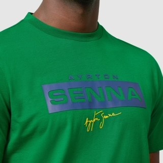 Ayrton Senna Official licenced Collection Senna Logo Organic Cotton T-Shirt- Green