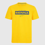 Ayrton Senna Official licenced Collection Senna Logo Organic Cotton T-Shirt- Yellow