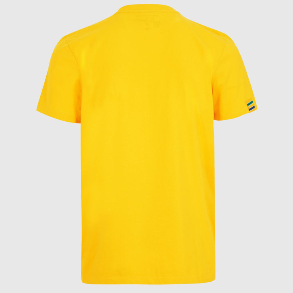 Ayrton Senna Official licenced Collection Senna Logo Organic Cotton T-Shirt- Yellow