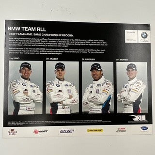 BMW Motorsport BMW Team RLL Official American Le Mans Series ALMS Team A4 Driver Card