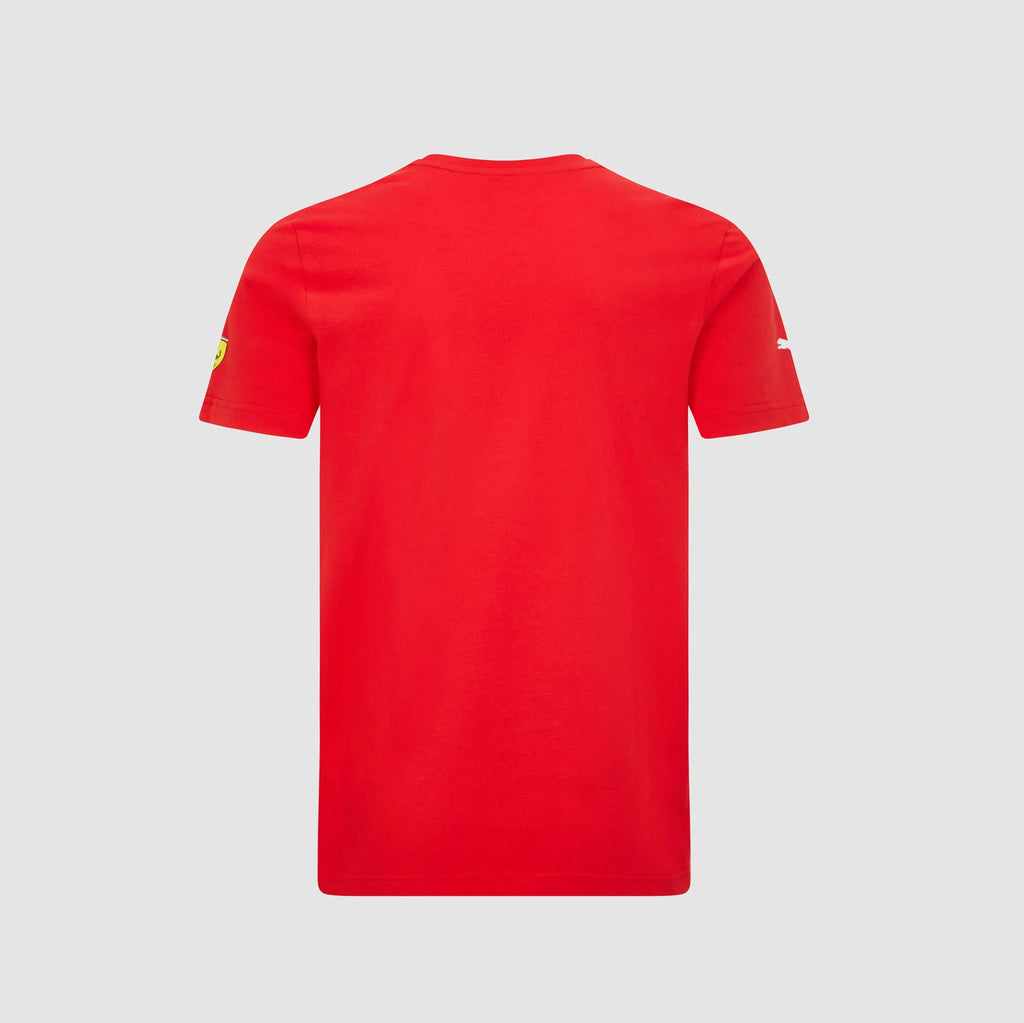 Scuderia Ferarri Formula One Team Official Merchandise Puma Driver Graphics T-Shirt Charles Leclerc-Rosso Red