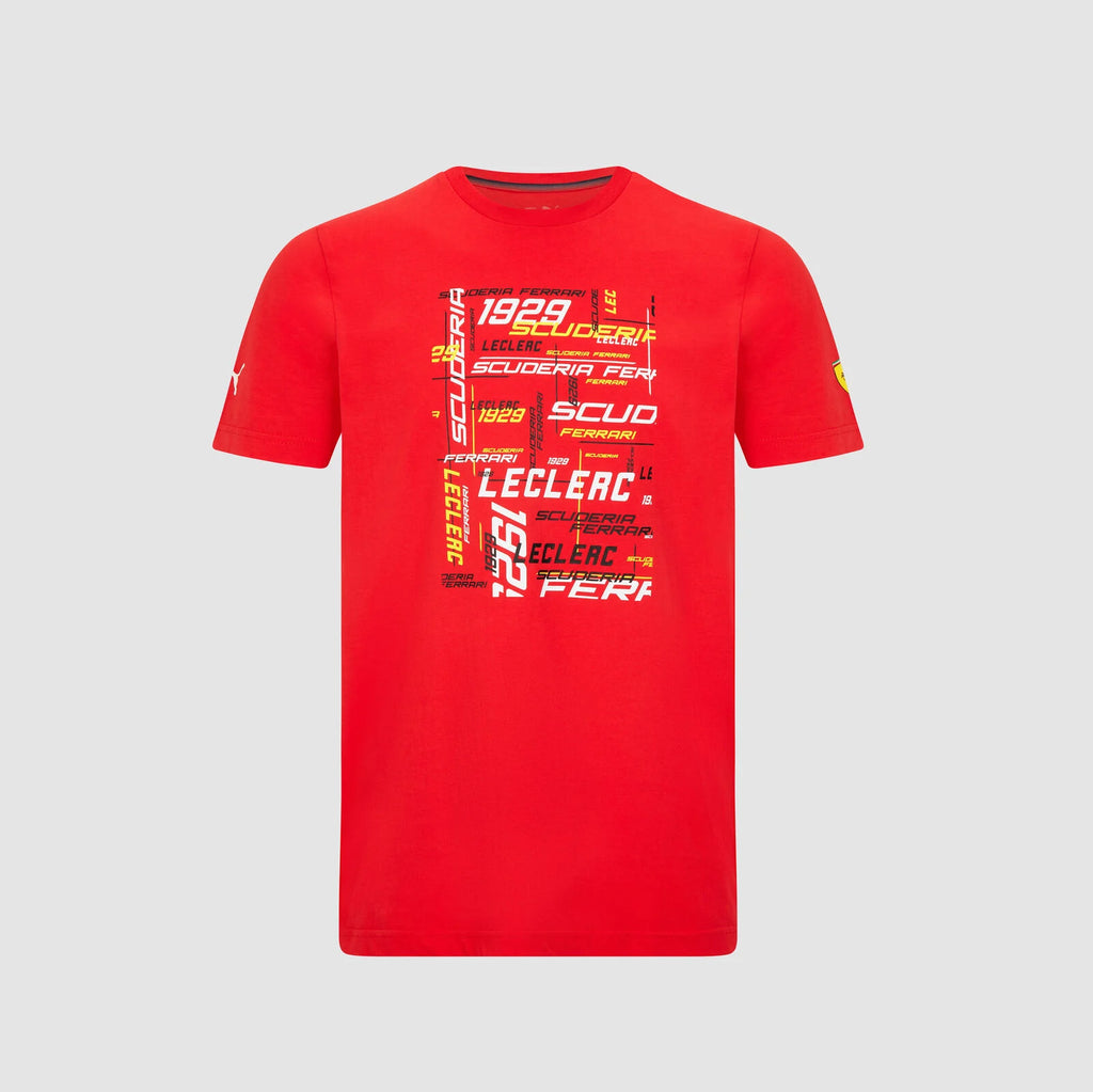 Scuderia Ferarri Formula One Team Official Merchandise Puma Driver Graphics T-Shirt Drivers Edition-Rosso Red