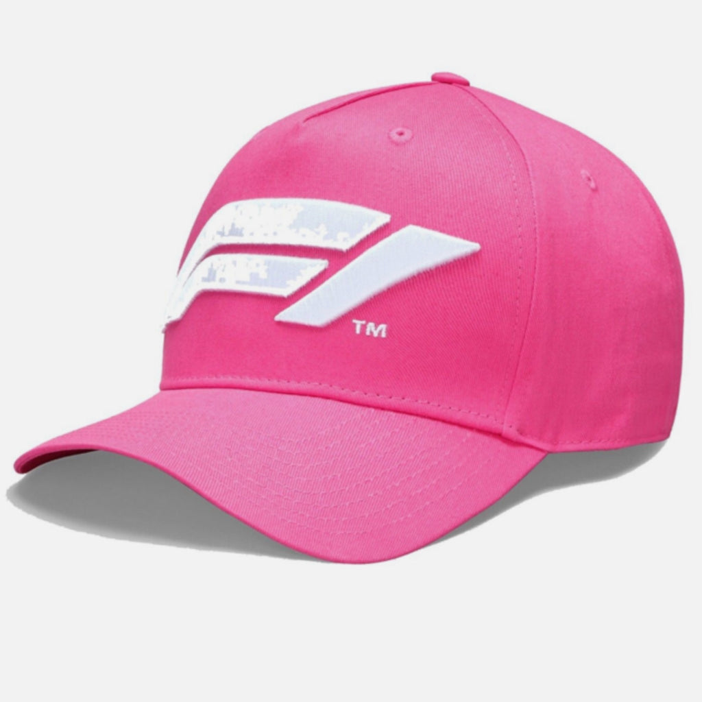 Official F1 Collection Large 3D embroidered F1 logo100% Cotton Baseball Cap-Pink