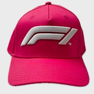 Official F1 Collection Large 3D embroidered F1 logo100% Cotton Baseball Cap-Pink