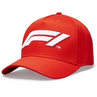 Official F1 Collection Large 3D embroidered F1 logo100% Cotton Baseball Cap-Red