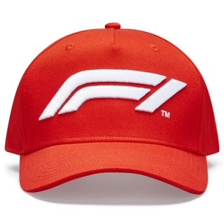 Official F1 Collection Large 3D embroidered F1 logo100% Cotton Baseball Cap-Red