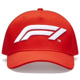 Official F1 Collection Large 3D embroidered F1 logo100% Cotton Baseball Cap-Red