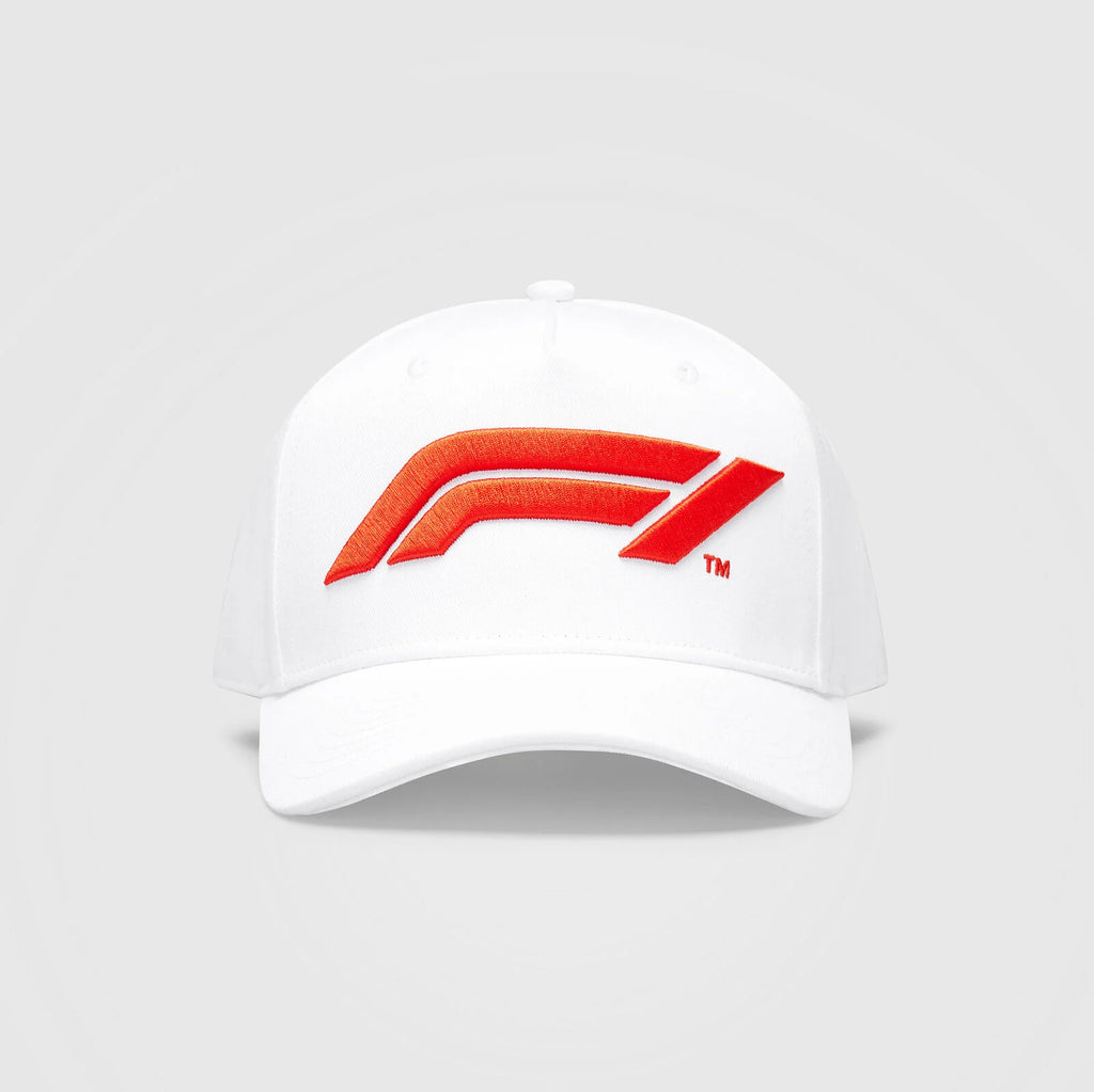 Official F1 Collection Large 3D embroidered F1 logo100% Cotton Baseball Cap-White