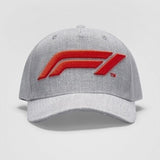 Official F1 Collection Large 3D embroidered F1 logo100% Cotton Baseball Cap-Grey