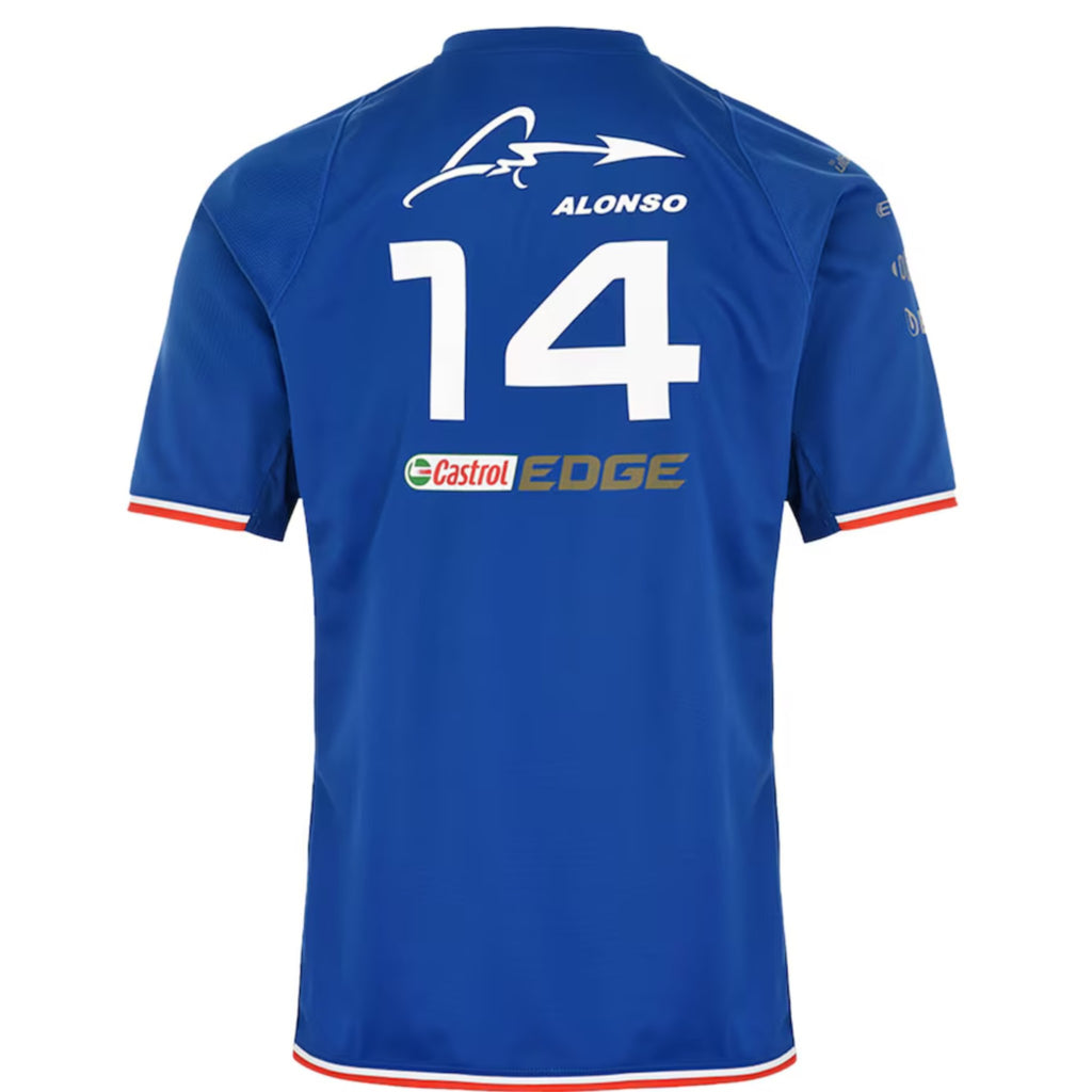 BWT Alpine F1 Team Kappa Official Merchandise Fernando Alonso 2022 Collection Driver T-Shirt-Blue