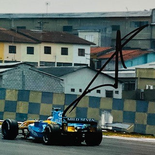 Fernando Alonso Hand Signed Mild Seven Renault F1 Team Photograph