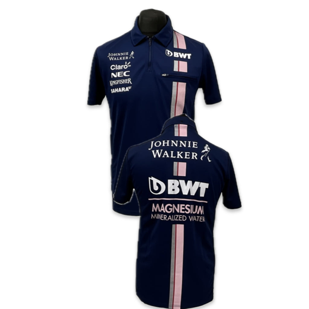 Force India F1 Team Issue VJM10 2017 Team Issue Race Day Polo Shirt Jonnie Walker-Blue