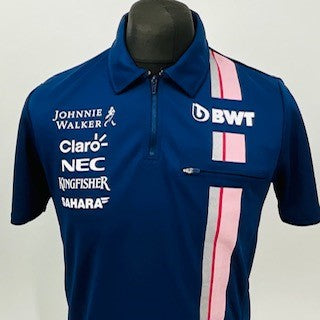 Force India F1 Team Issue VJM10 2017 Team Issue Race Day Polo Shirt Jonnie Walker-Blue