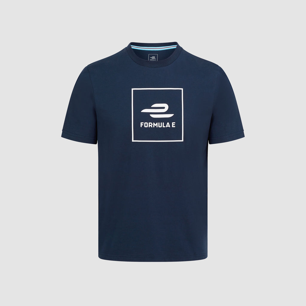 ABB FIA Formula-E Official Merchandise Large Logo Organic Cotton T-shirt-Navy Blue