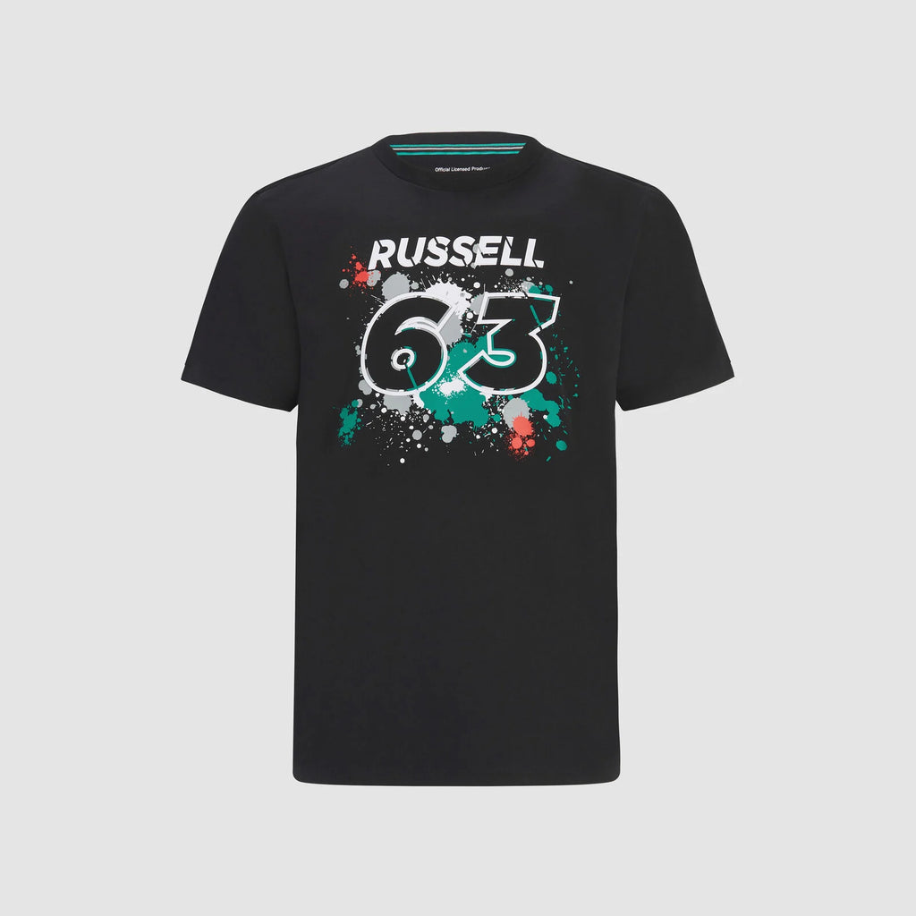 Official Mercedes AMG Petronas Formula One Team George Russell #63 Graphics T-shirt-Black