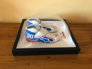 2022 Kevin Magnussen Haas F1 Team Signed Replica Race Boots in Display Case.