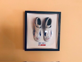 2022 Kevin Magnussen Haas F1 Team Signed Replica Race Boots in Display Case.