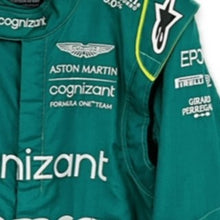 Load image into Gallery viewer, 2022 Lance Stroll Used Cognizant Aston Martin Racing Formula One Team Alpinestars Race Suit