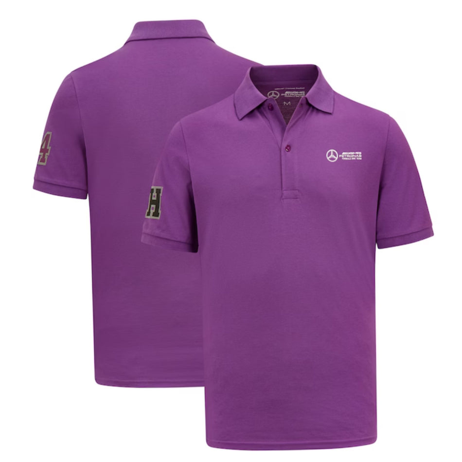 Mercedes AMG Petronas F1 Team Official Merchandise Lewis Hamilton LH44 Sports Polo Shirt -Purple - Pit-Lane Motorsport