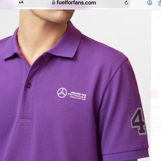 Mercedes AMG Petronas F1 Team Official Merchandise Lewis Hamilton LH44 Sports Polo Shirt -Purple