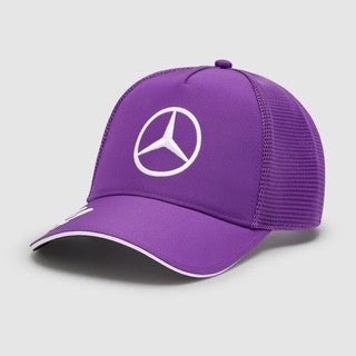 2024 Lewis Hamilton Mercedes AMG F1 Team Official Merchandise Driver Trucker Cap-Purple