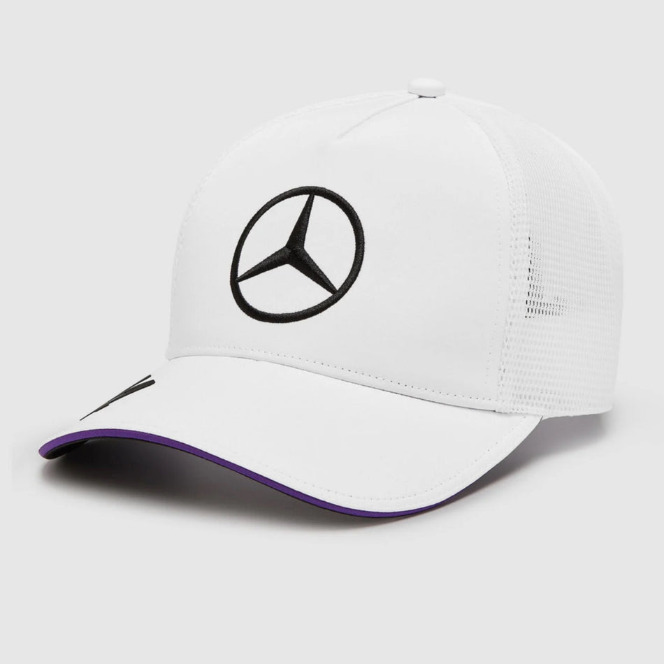 2024 Lewis Hamilton Mercedes AMG F1 Team Official Merchandise Driver Trucker Cap-White