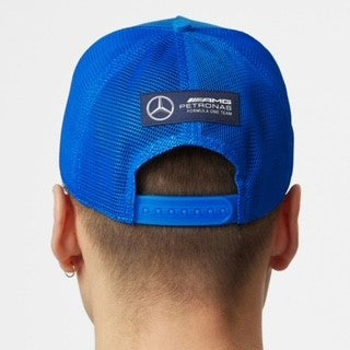 Mercedes AMG Petronas F1 Team Official MerchandiseGR63 George Russell Driver Truckers Cap-Light Blue