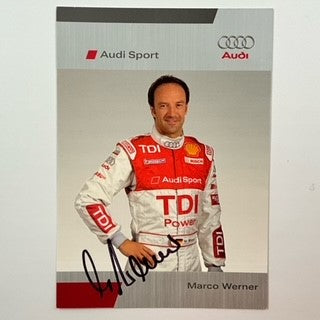 Marco Werner Portrait Hand Signed Audi Sport Quatro TDI Le Mans Team Driver Card