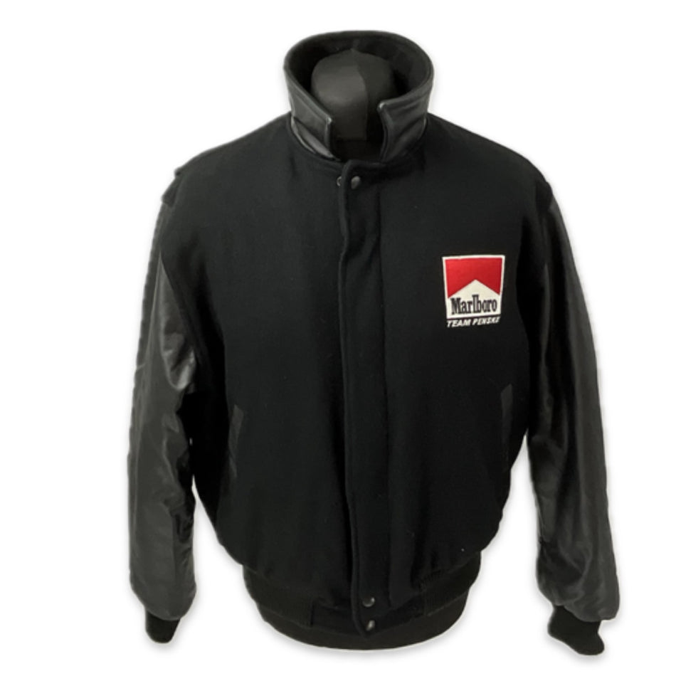 Vintage Marlboro Team Penske Indy Car Team Bomber Jacket-Black-Brand New
