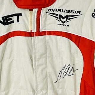 Max Chilton2013 Marussia Formula One Team Race Used and Hand Signed  Sparco Race Suit