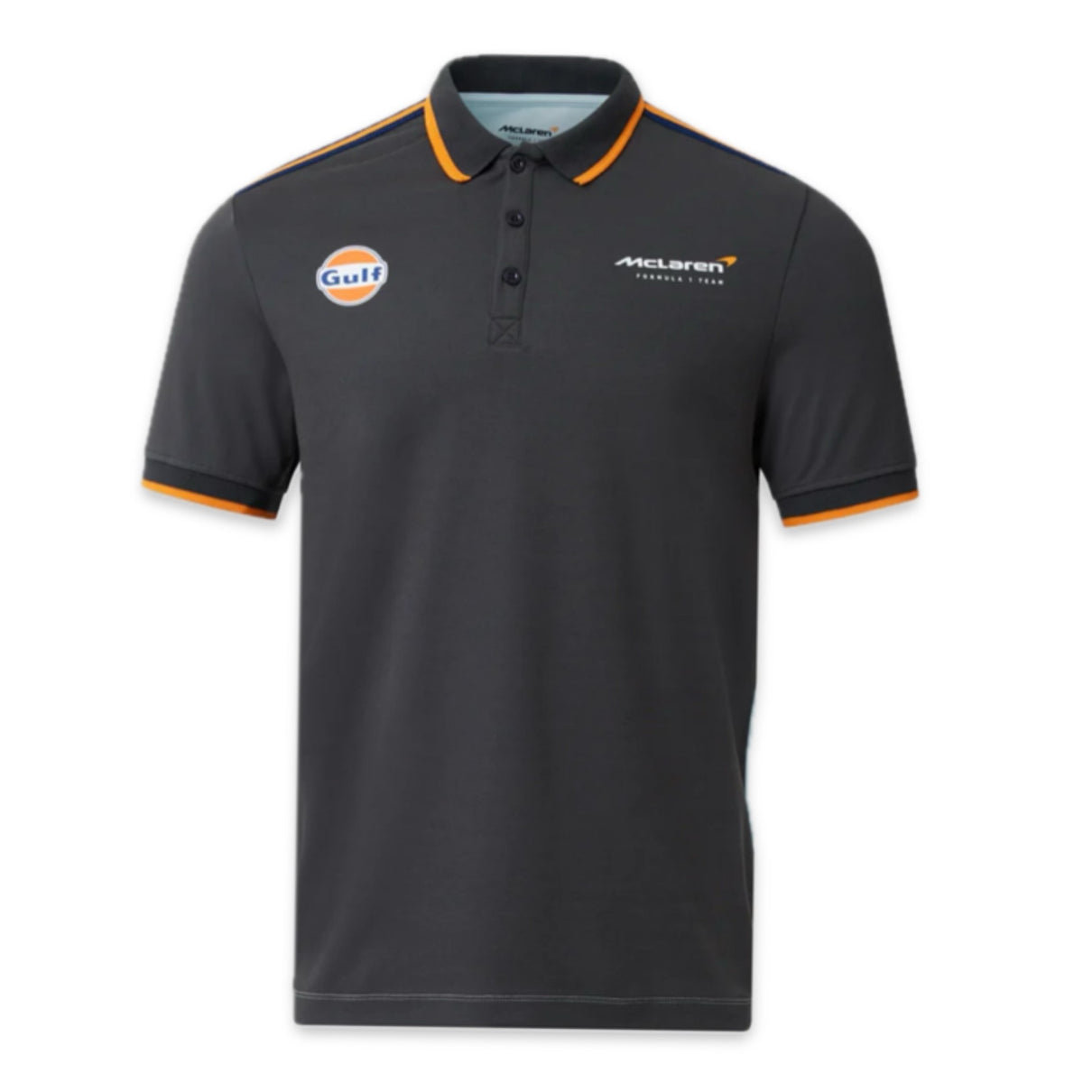Car Racing Polos McLaren Racing F1 Team Gulf Racing Phantom/Delicate Blue Polo Shirt ...