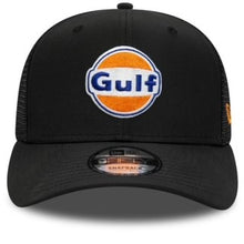 Load image into Gallery viewer, Gulf McLaren Formula One Team New Era Official Merchandise Large Logo Mesh Back Truckers  Cap- Black