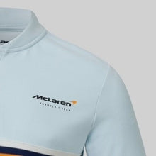 Load image into Gallery viewer, McLaren Gulf Formula One Team Official Merchandise Adults Core Logo Printed Stripe Polo Shirt Delicate Blue/Phantom