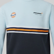 Load image into Gallery viewer, McLaren Gulf Formula One Team Official Merchandise Adults Core Logo Printed Stripe Crew Neck Sweater Delicate Blue/Phantom