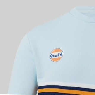 McLaren Gulf Formula One Team Official Merchandise Adults Core Logo Printed Stripe Crew Neck Sweater Delicate Blue/Phantom