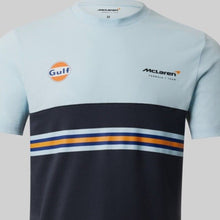Load image into Gallery viewer, McLaren Gulf Formula One Team Official Merchandise Adults Core Logo Printed Stripe T-Shirt Delicate Blue/Phantom