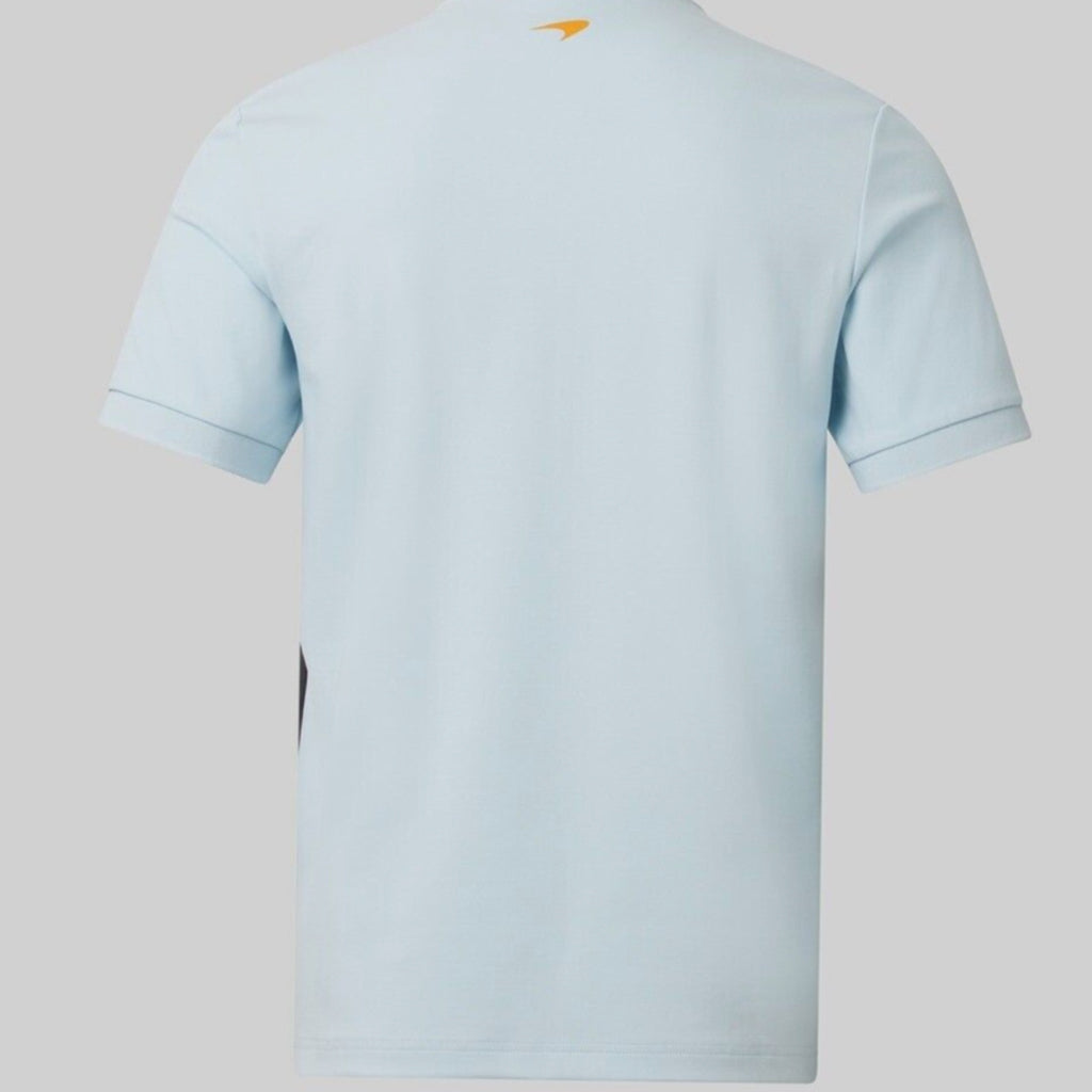 McLaren Gulf Formula One Team Official Merchandise Adults Core Logo Printed Stripe T-Shirt Delicate Blue/Phantom