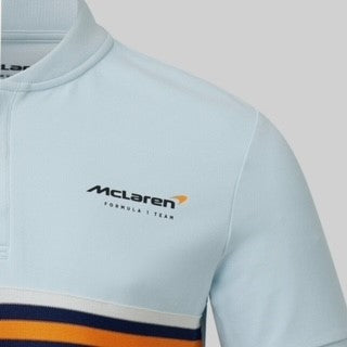 McLaren Gulf Formula One Team Official Merchandise Adults Core Logo Printed Stripe T-Shirt Delicate Blue/Phantom