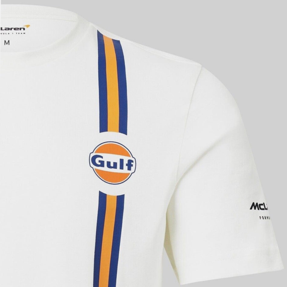 McLaren Gulf Formula One Team Official Merchandise Adults Core Logo Printed T-Shirt Snow White - Pit-Lane Motorsport