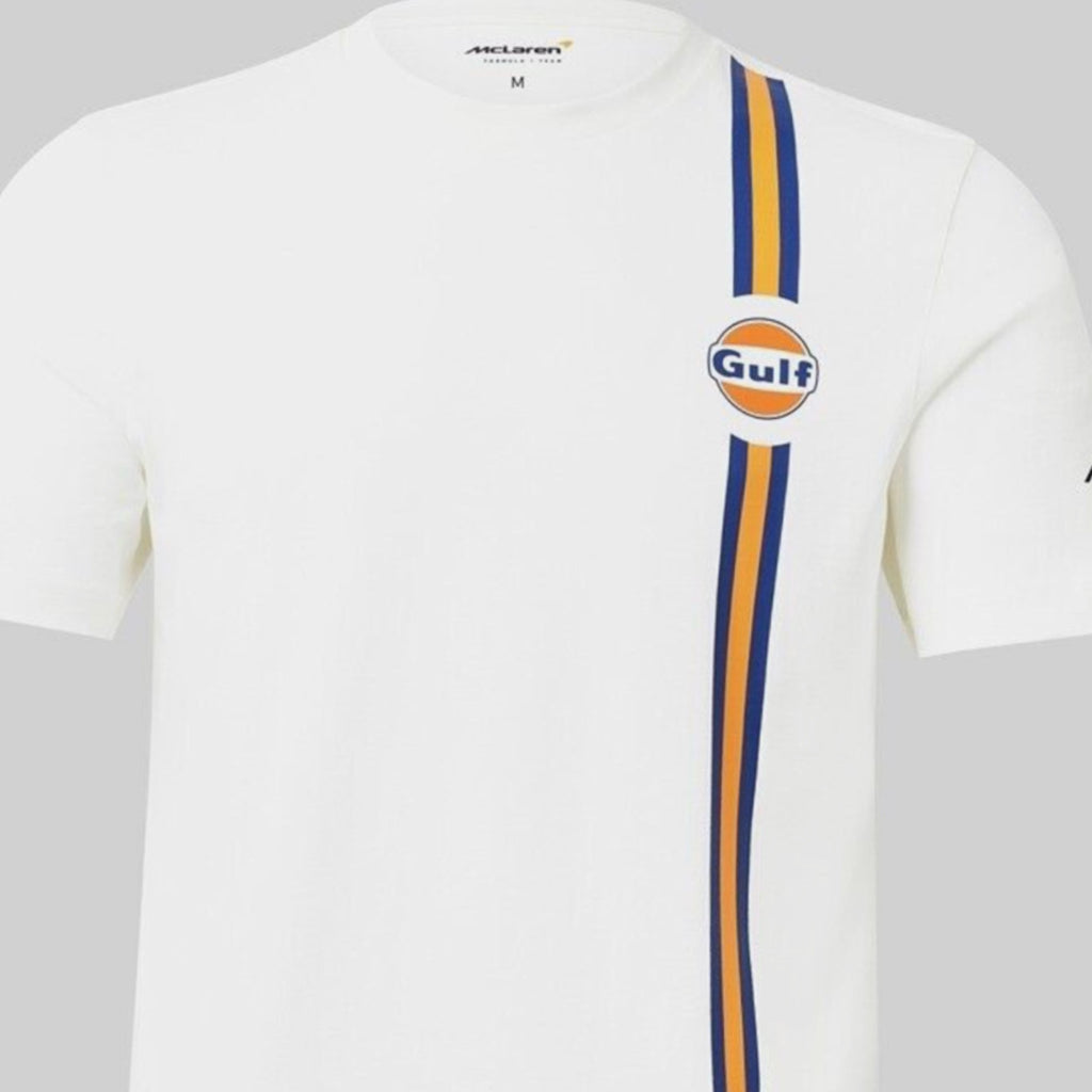McLaren Gulf Formula One Team Official Merchandise Adults Core Logo Printed T-Shirt Snow White