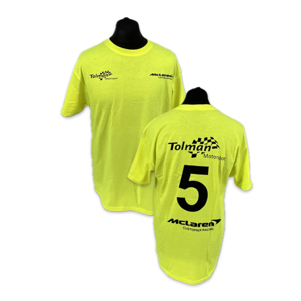 McLaren Motorsport Racing Team British GT Championship #5 570S GT Pit Crew Hi-Vis Set Up T-Shirt -Yellow