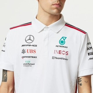 Mercedes AMG Petronas F1 Team Official Merchandise 2023 Team Driver Polo Shirt-White