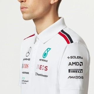 Mercedes AMG Petronas F1 Team Official Merchandise 2023 Team Driver Polo Shirt-White