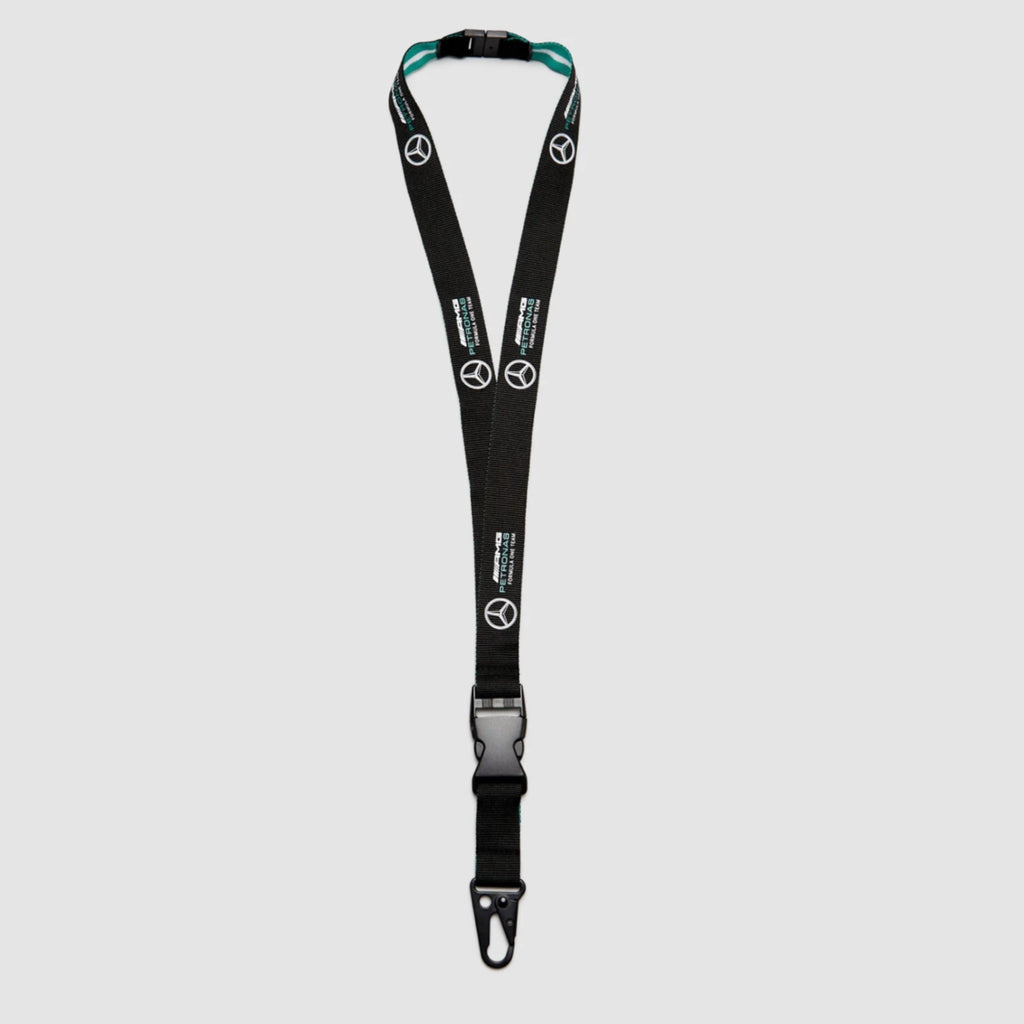 Mercedes AMG Petronas F1 Team Official Merchandise Large Logo Lanyard-Black